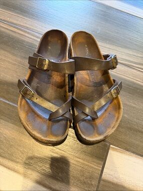 Birkenstock Brown Double-Strap Kids Sandals with Buckles